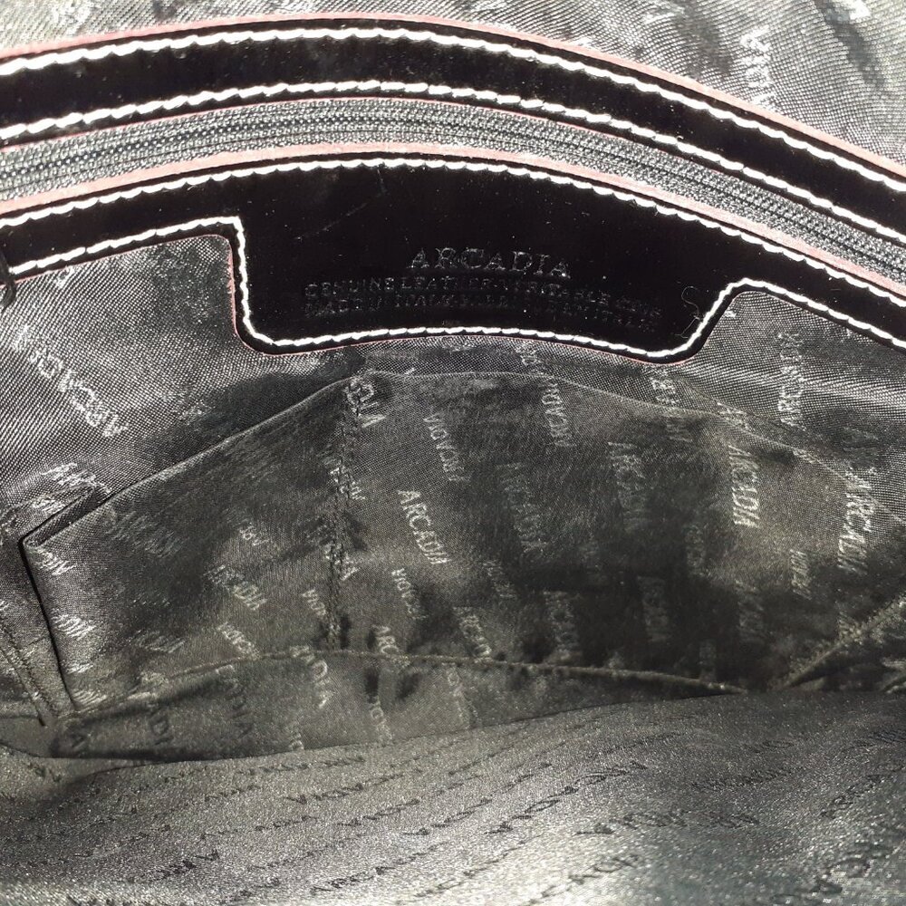 ARCADIA-Italy-Black Patent Leather Crossbody Bag/Satchel/Convertible-Excellent - Picture 6 of 8